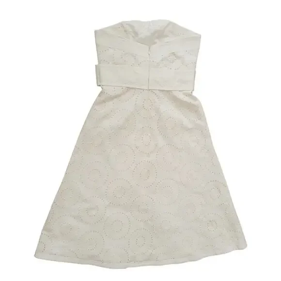 Plenty Tracy Reese Ivory Embroidered Strapless Midi Dress A-line Size 6 - Picture 6 of 9
